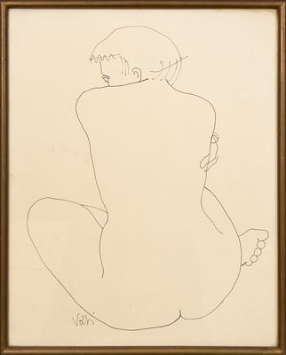 une image représentant le dessin d'une femme assise à genoux