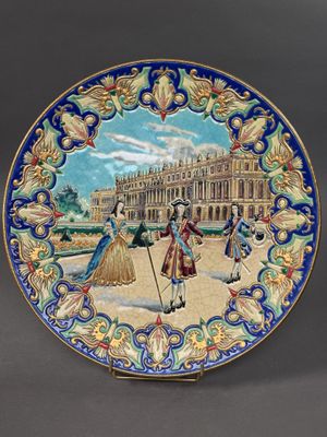 an image of a decorative plate with a picture of a palace