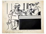drawing of a man and a woman sitting at a bar