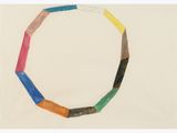 an image of a drawing of a circle made out of colored pencils