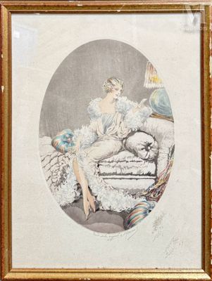 l'image d'un tableau représentant une femme assise sur un canapé