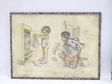 a drawing of a boy and a girl in a room