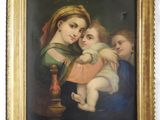 un tableau représentant une femme tenant un enfant dans ses bras et un homme tenant un bébé