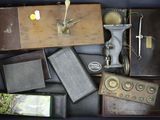 a box full of old items that are in it