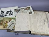 a lot of books on a table with pictures on them