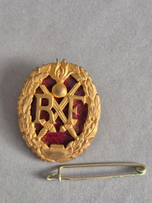 une image représentant une épingle en or sur laquelle est fixé un insigne rouge et blanc
