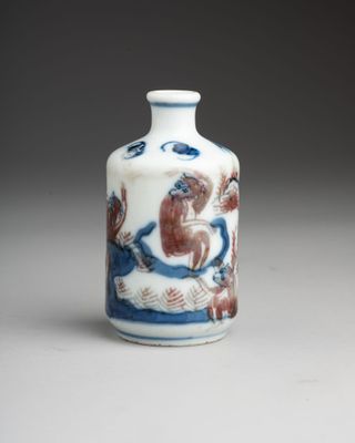 flacon à tabac chinois en porcelaine bleue et blanche, décoré d'oiseaux et de fleurs