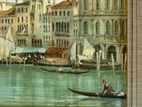 a painting of a man in a gondola on the water
