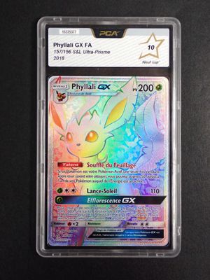 a close up of a pokemon card in a plastic case