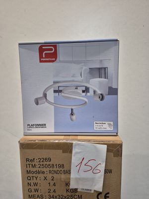 Lot de 4 luminaires 3 spots orientables couleur blanc, marqu…