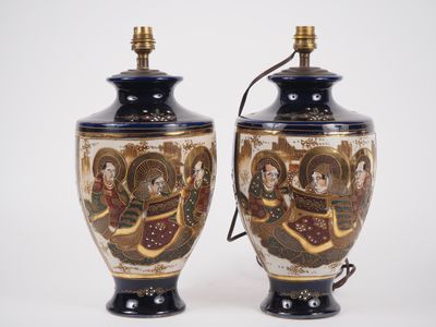 SATSUMA. Paire de vases fin XIXème en céramique polychrome, …