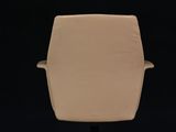 an office chair with a black base and a tan leather seat