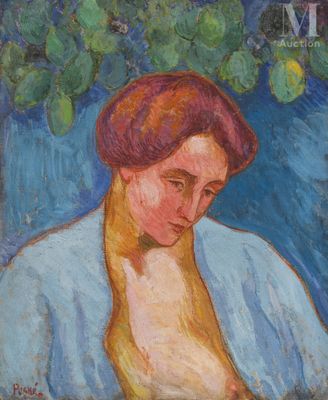 an image of a painting of a woman sitting in front of a tree