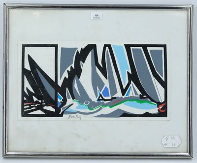 une image représentant une photo d'un tableau représentant un voilier sur l'eau