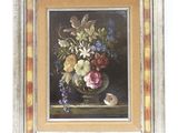 peinture d'une nature morte de fleurs dans un vase sur une table