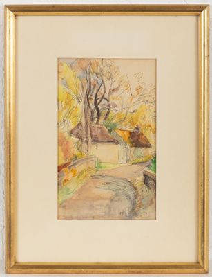 une image représentant une aquarelle d'un sentier dans un parc