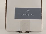 a close up of a white box with a blue label on it