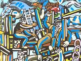 a painting of a group of people playing a game of cards