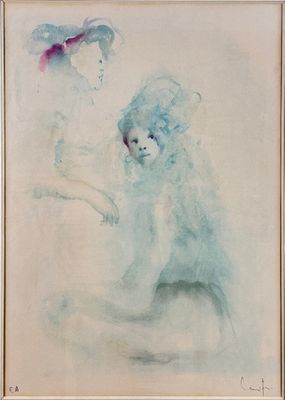 an image of a painting of a teddy bear and a fish