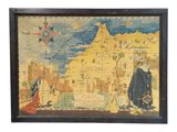 painting of a map of the world with people and animals in it