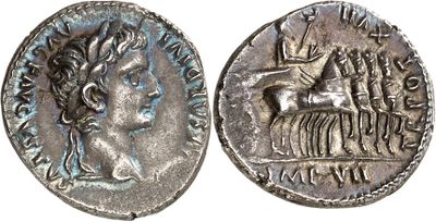 a silver coin with an image of a man on a horse