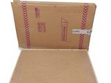 a cardboard box that is open on a white surface