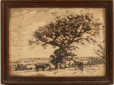 une image représentant un dessin d'un arbre dans un champ