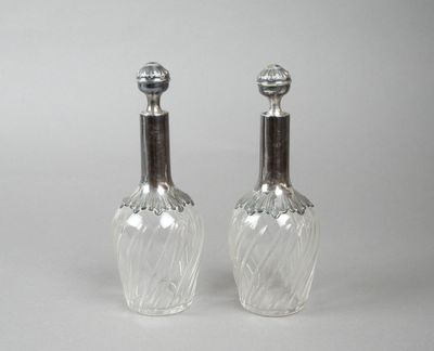 pair of antique cut glass salt and pepper shakers