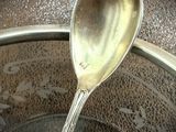 a spoon that is sitting in a bowl of water