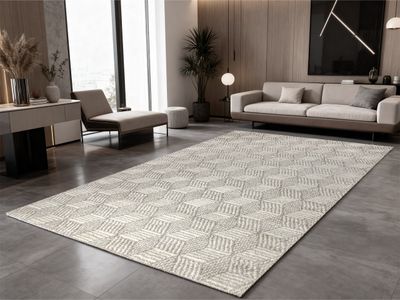 Lot DE 5 Tapis 100x150cm Gris Polypropylene