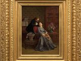 an image of a painting of a man and a woman sitting in a chair
