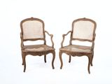 pair of louis xvi style cane back armchairs