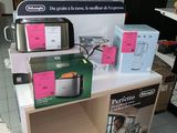 a counter with a bunch of items on it in a store