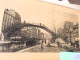 une image représentant un dessin d'un pont enjambant une rivière