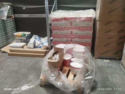 a lot of boxes and boxes of food on the floor
