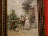framed picture of a painting of a man and a woman playing a game of golf