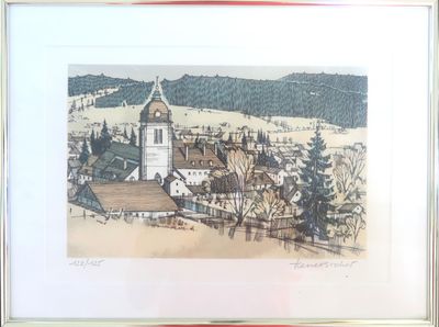 une photo d'une photo d'une ville dans un cadre