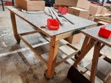 a table that has some tools on it in a room