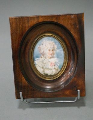 Miniature Encadrée. Miniature figurant une jeune femme du XI…