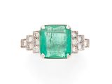 an emerald and diamond ring