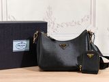 prada black leather handbag with matching wallet and card case