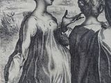 a drawing of two women standing next to each other