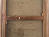 an old picture of a wooden frame with writing on it