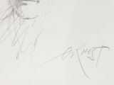 drawing of a man with a beard and a moustache on a sheet of paper
