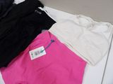 three pairs of women ' s underwear sitting on top of a white table