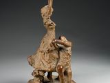 an image of a statue of a woman and a dog