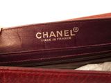the inside of a chanel bag with a label on it