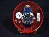 a blue and red watch in a red case