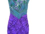 a purple and blue dress with flowers on it