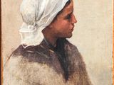 portrait of a woman in a white head scarf